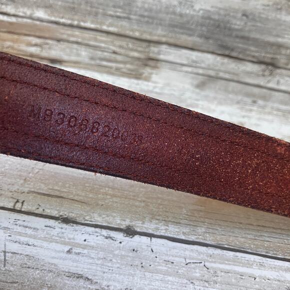 Fossil Western Leather Belt Sz 38 Brown Metal Woven Concho Silver Tone Cowgirl - Picture 5 of 14